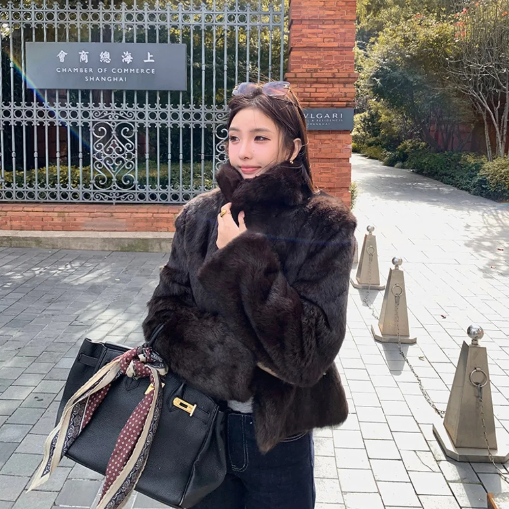 Natural Rabbit Fur Coat Women  - Winter Clothing Wholesale ulasan dan harga
