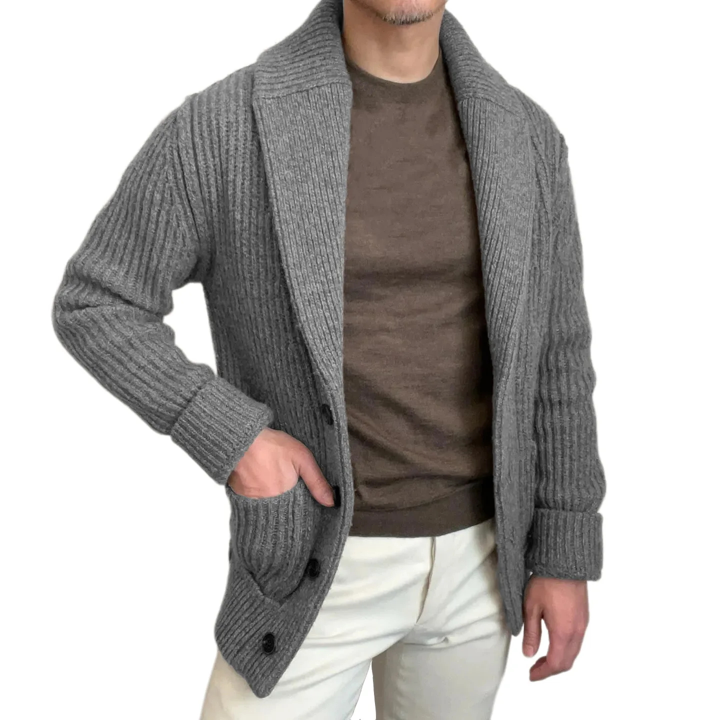 Men's Sweaters Cardigan Lapel  - Wool Blend Coat ulasan dan harga