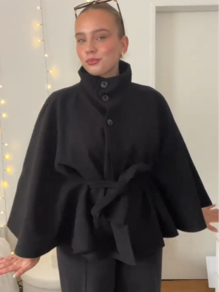 Elegant Wool Blend Cropped Coa - Wool Blend Coat ulasan dan harga