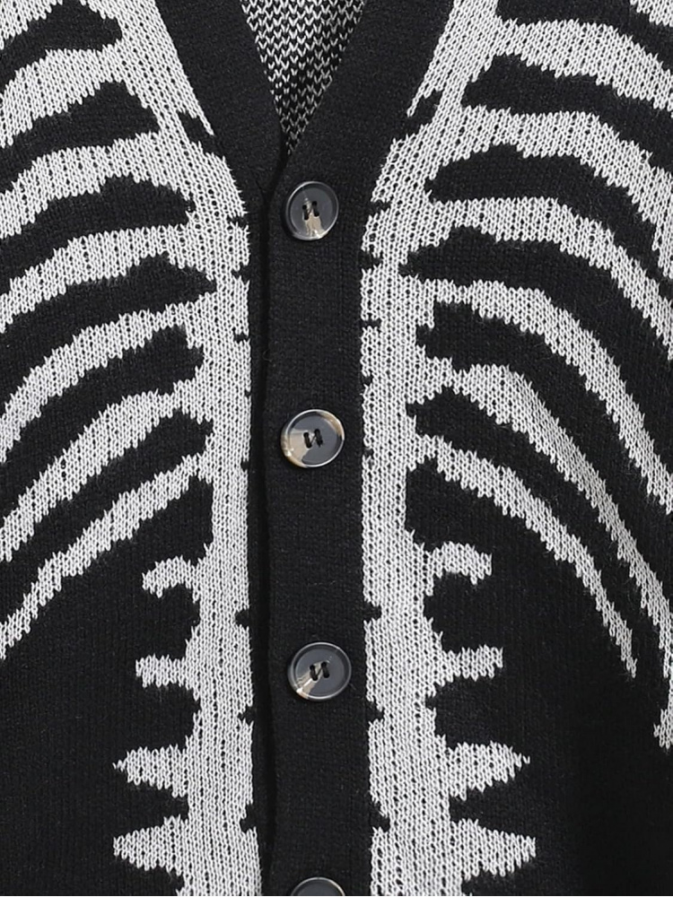 Men's Skeleton Pattern Cardiga - Wool Blend Coat ulasan dan harga