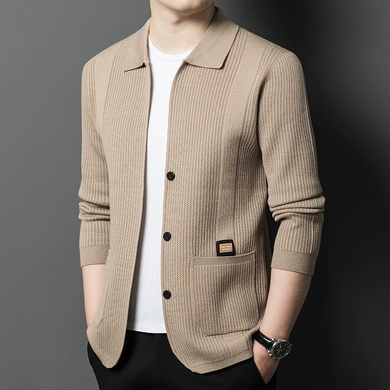 High-Quality Men's Knitted Car - Wool Blend Coat ulasan dan harga