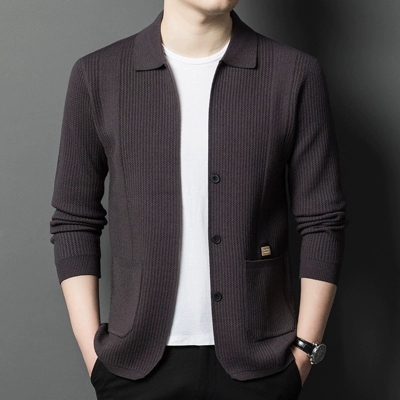 High-Quality Men's Knitted Car - Wool Blend Coat ulasan dan harga