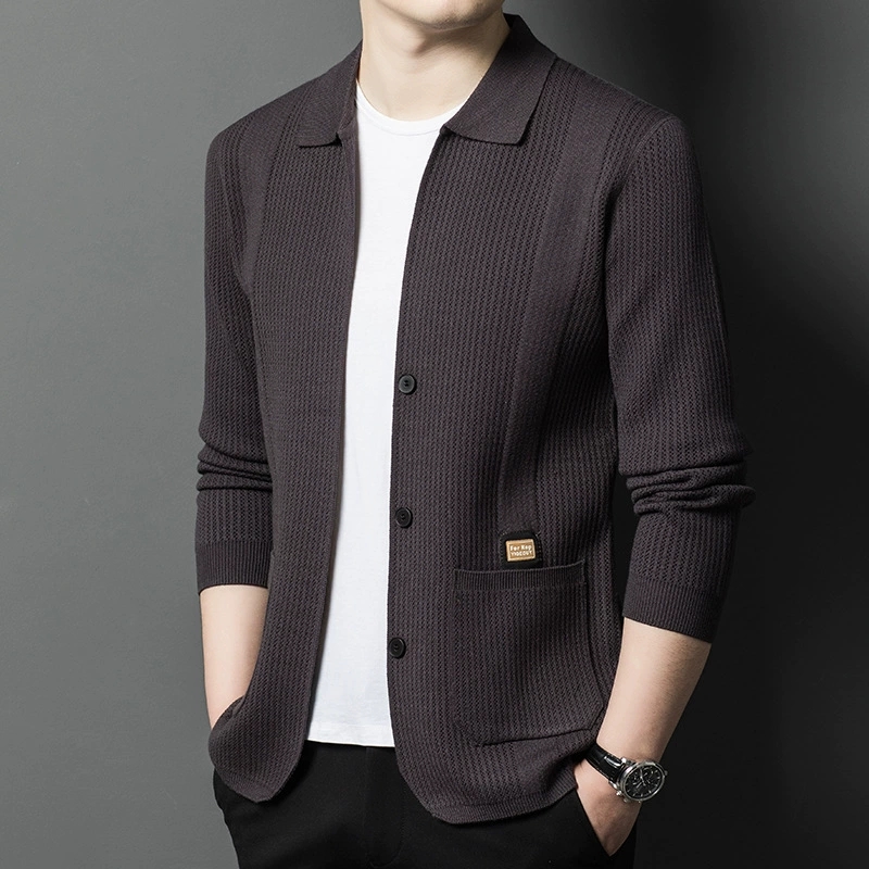 High-Quality Men's Knitted Car - Wool Blend Coat ulasan dan harga