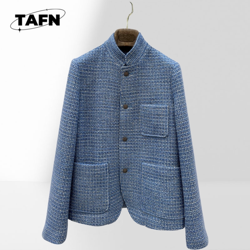 Luxury Wool Blend Tweed Jacket - Wool Blend Coat ulasan dan harga