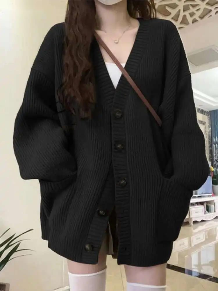 Loose Cardigan Women Long Slee - Wool Blend Coat ulasan dan harga