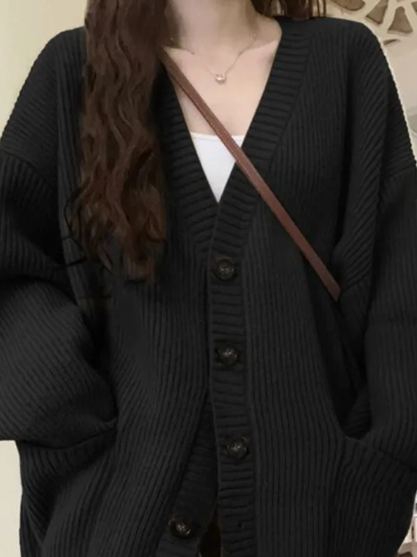 Loose Cardigan Women Long Slee - Wool Blend Coat ulasan dan harga